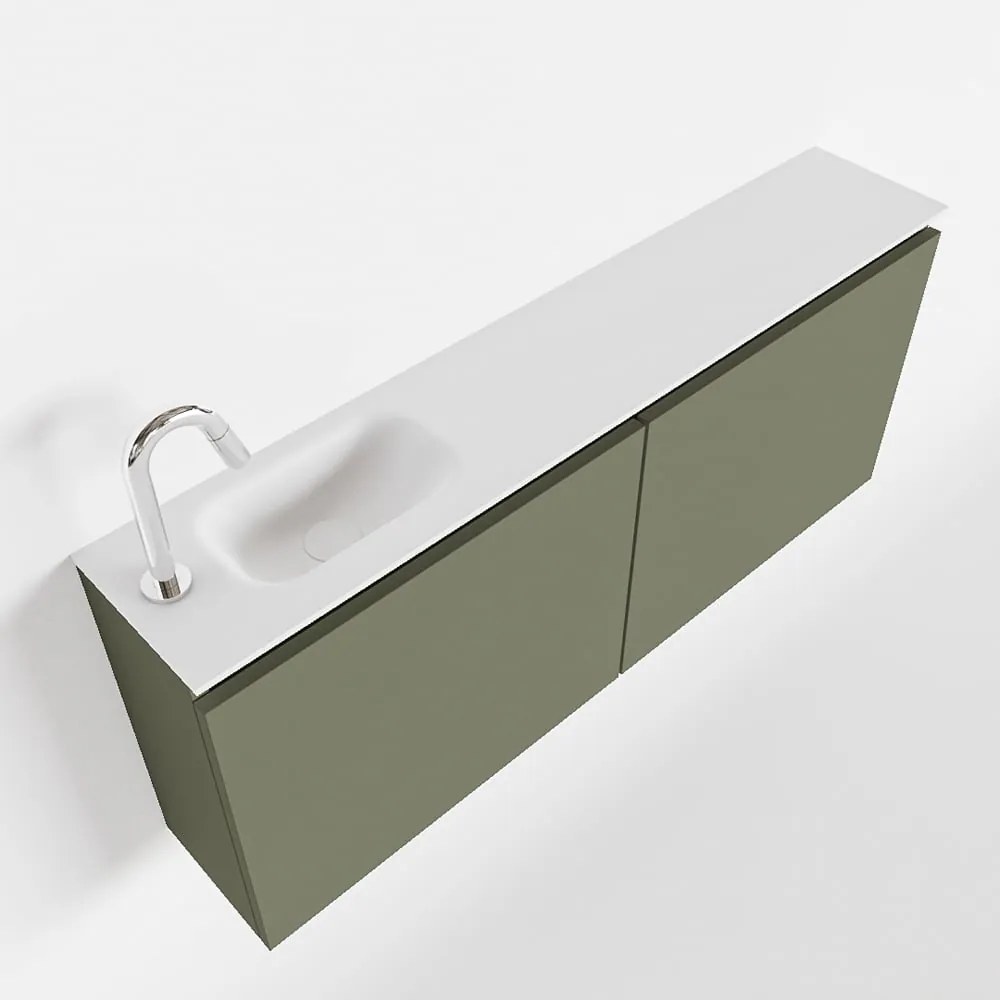 Mondiaz Ture 120cm toiletmeubel army met wastafel talc links 1 kraangat