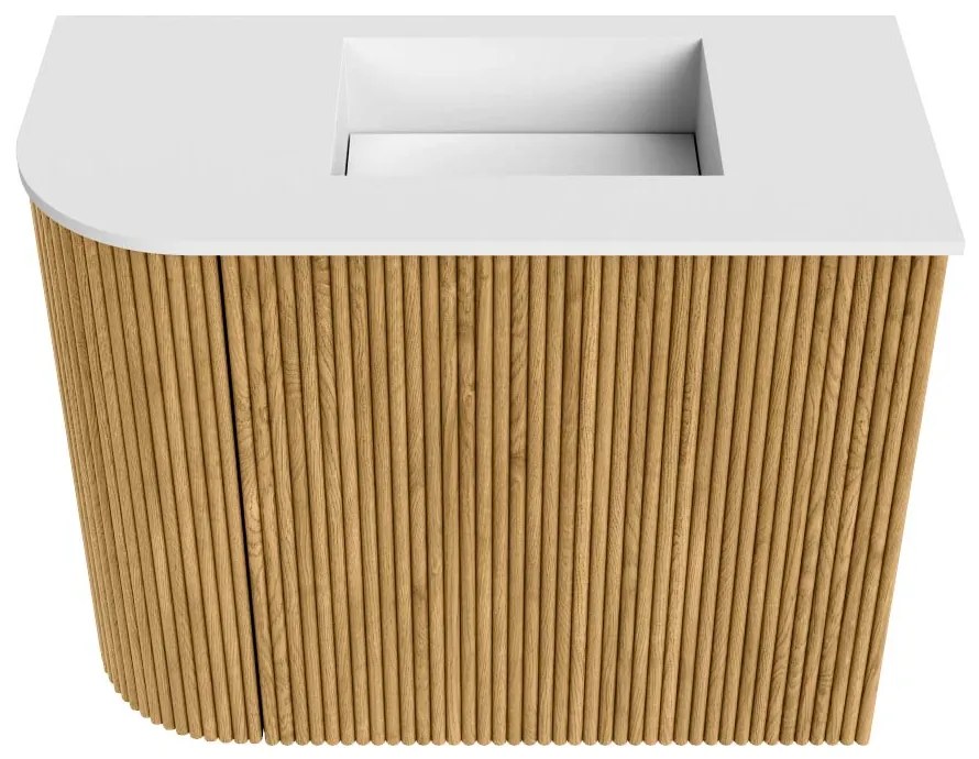 Mondiaz Joya 50cm toiletmeubel ronding links oak met wastafel faye rechts zonder kraangat talc