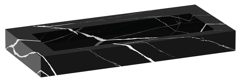 Brauer Coral wastafel marmerlook 100cm zonder kraangat nero marquina