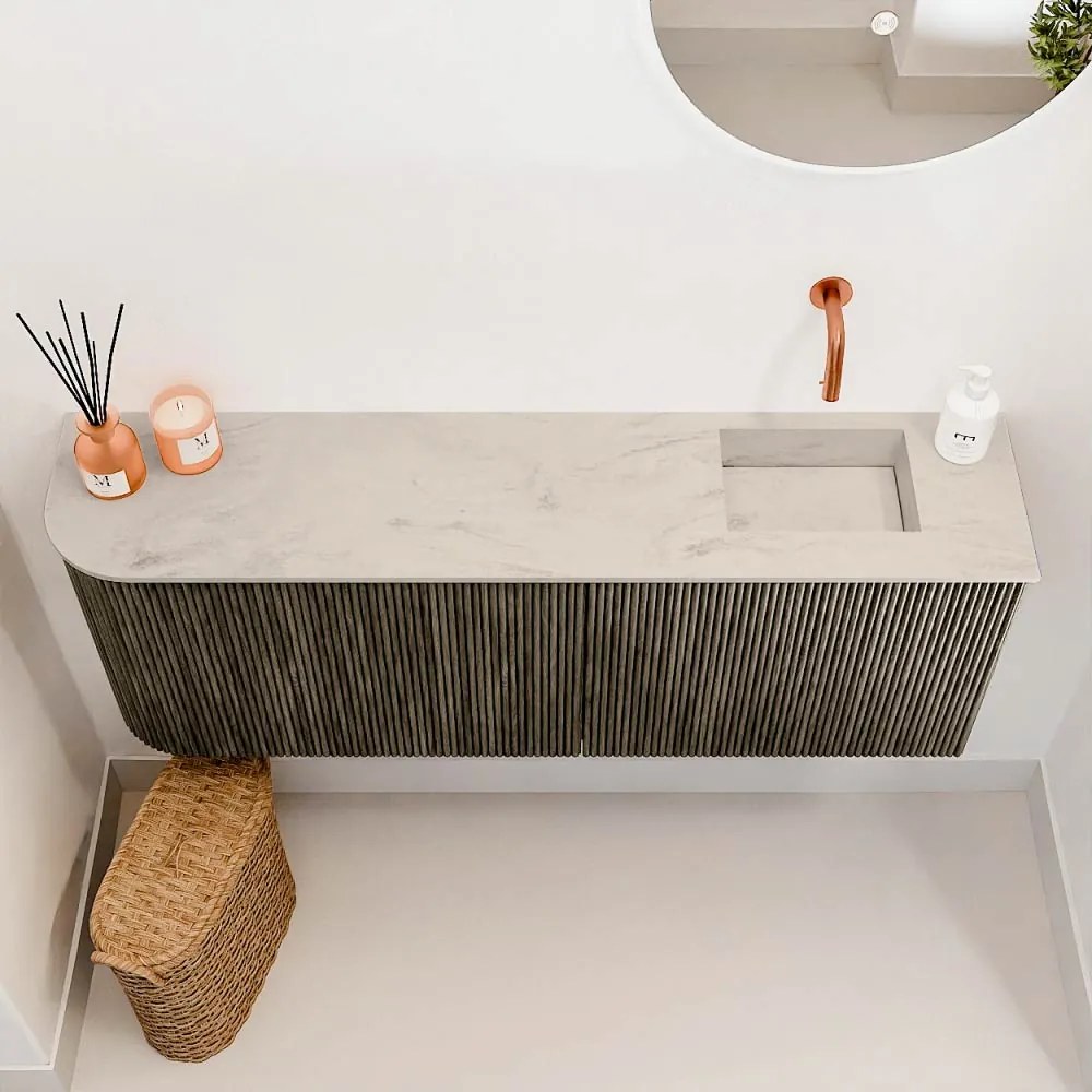 Mondiaz Joya DLux 110cm toiletmeubel ronding links shadow met wastafel faye rechts zonder kraangat opalo