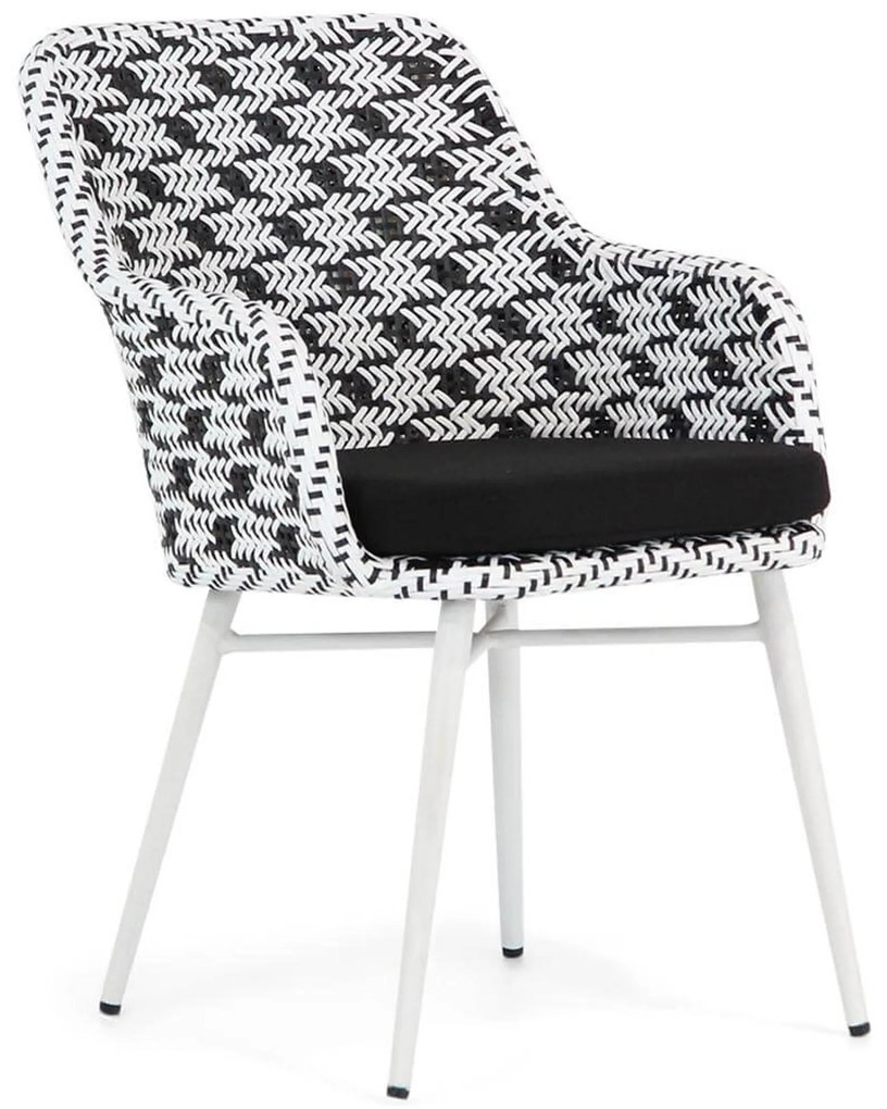 Tuinstoel Wicker Zwart-wit Lifestyle Garden Furniture Crossway met wit onderstel
