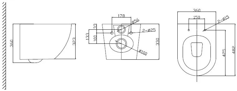 Mueller Rivel rimless verkort toilet met softclose zitting zwart mat