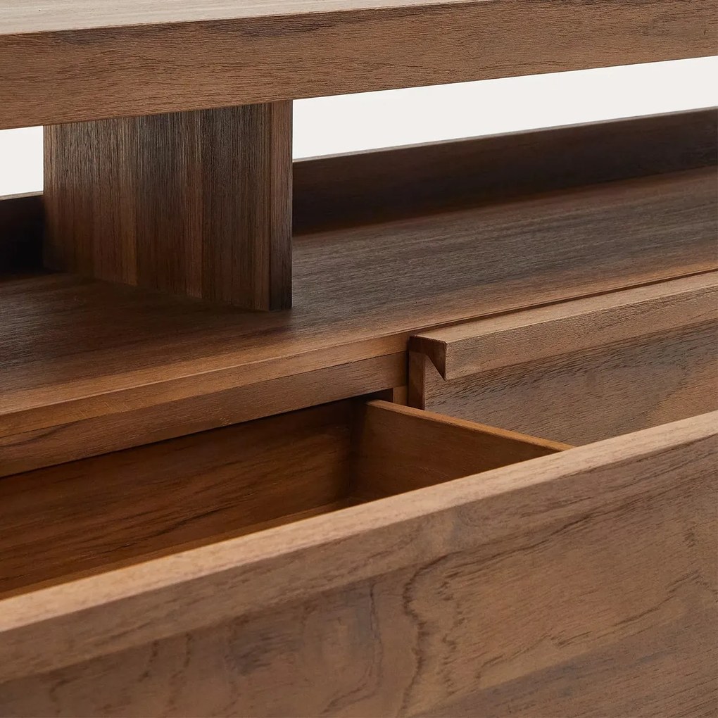 Kave Home Sashi Japandi Tv-meubel Donker Teak Hout - 200x40x50cm.