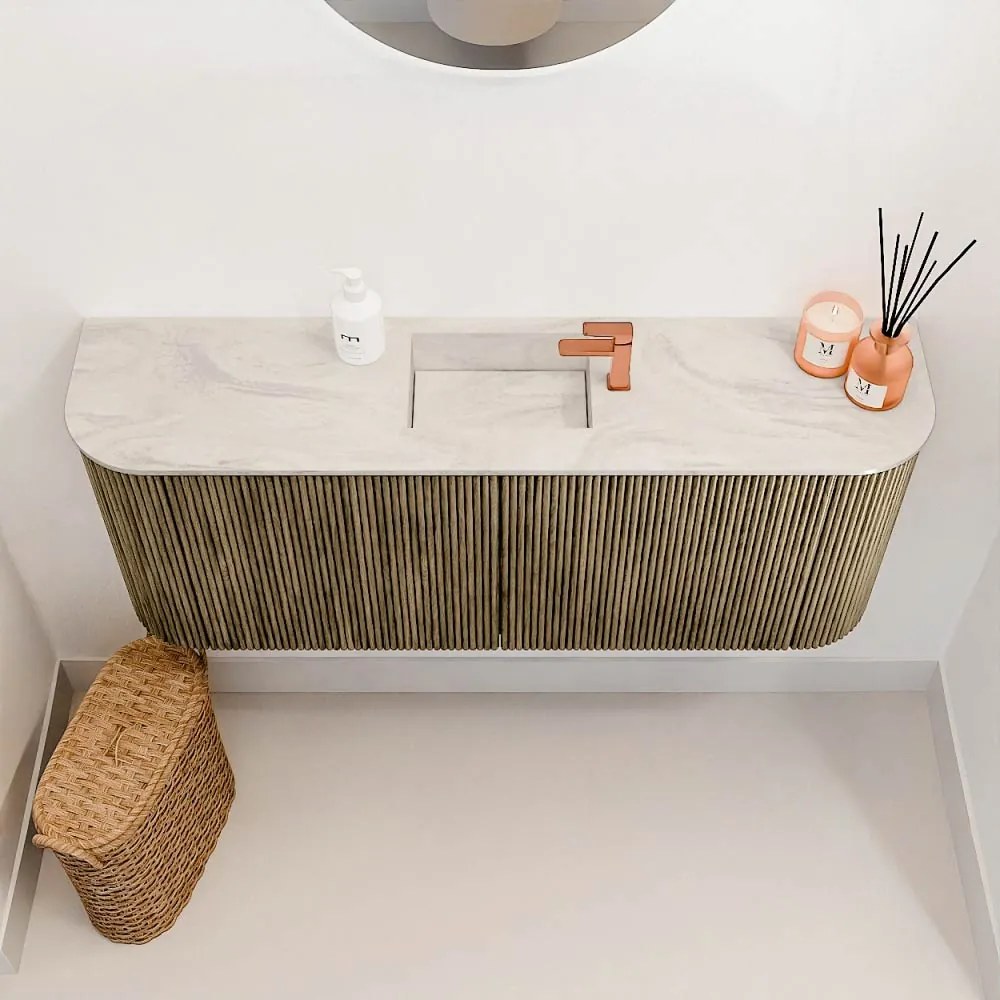Mondiaz Joya DLux 105cm toiletmeubel ronding links/rechts dusk met wastafel faye midden 1 kraangat ostra
