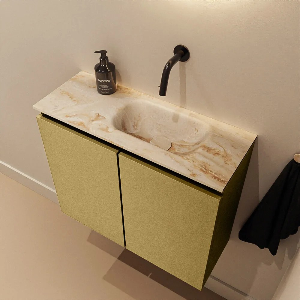 Mondiaz Ture DLux toiletmeubel 60cm oro met wastafel frappe rechts zonder kraangat