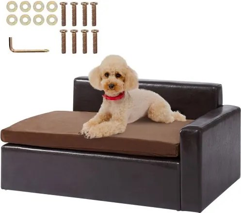 VEVOR Huisdierenbank, Hondenbank voor Middelgrote Honden en Katten, Zacht Leren Hondenbed, Draagvermogen 50 kg Kattenbank 710 x 505 x 335 mm