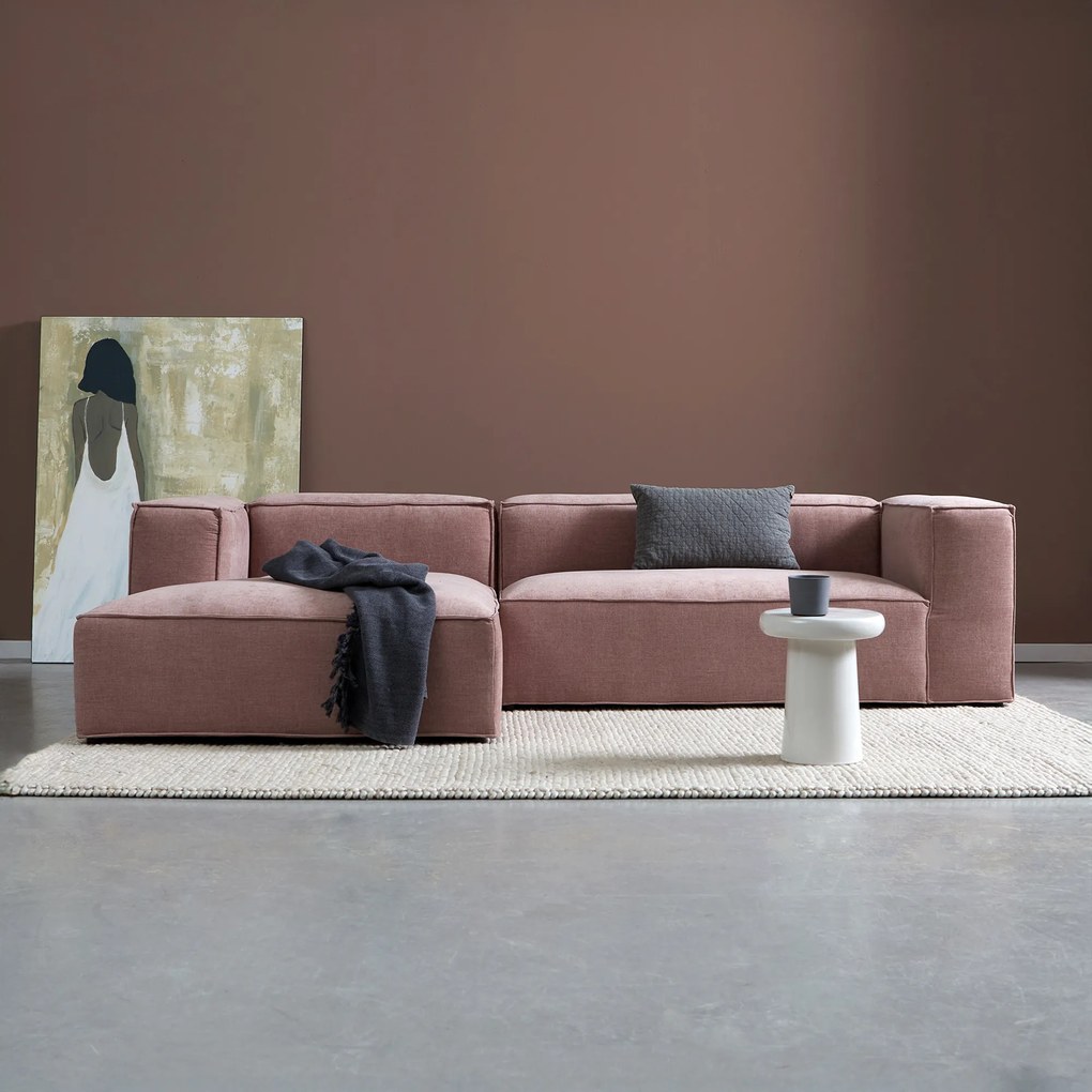 Bank Oud Roze Met Chaise Longue Links