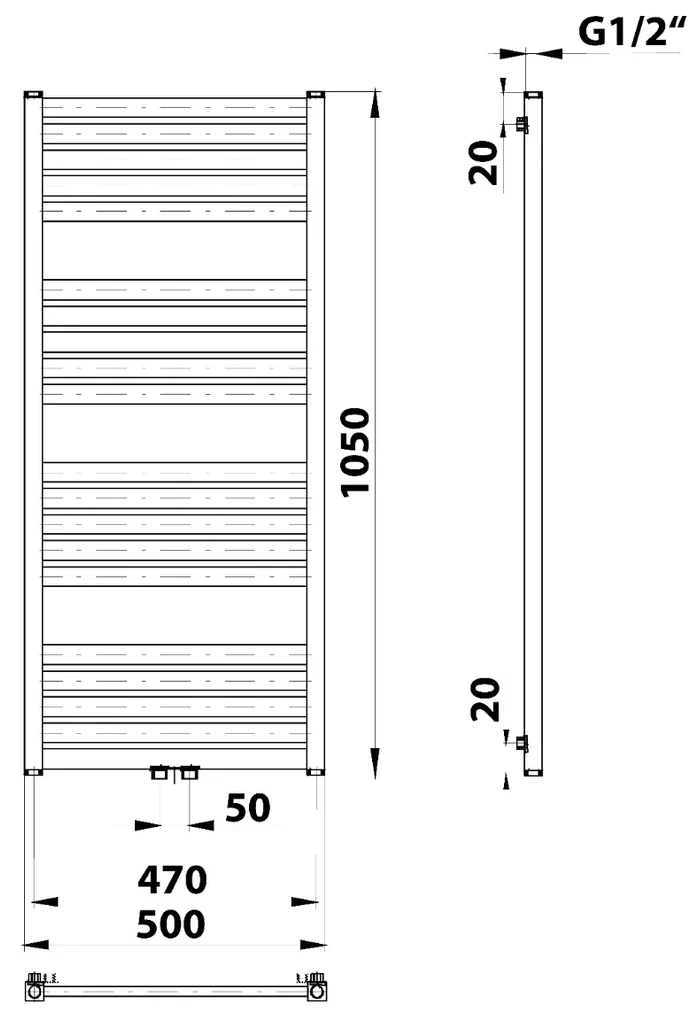 Sapho Grunt radiator 105x50cm 465W wit