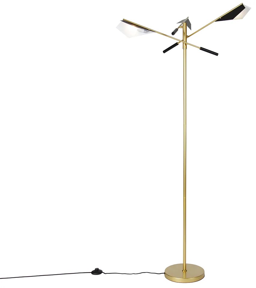 Design vloerlamp zwart met goud 3-lichts - Sinem