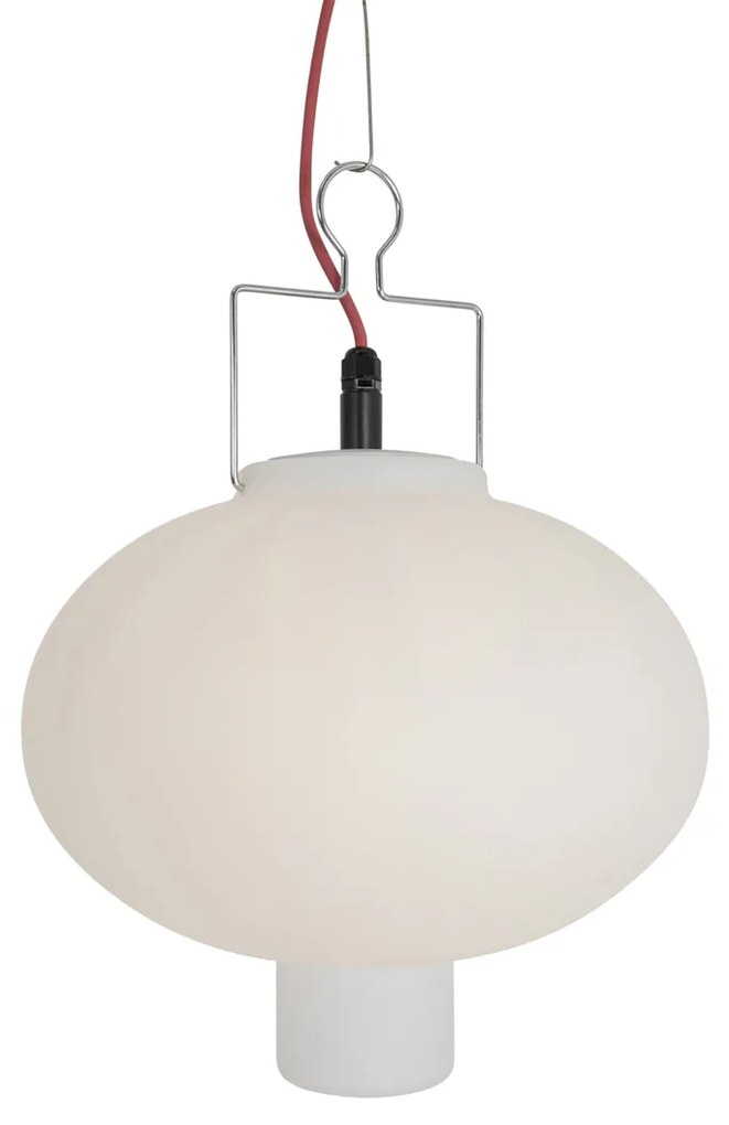 Buiten hanglamp wit 35 cm met rode stekker IP44 - Pion