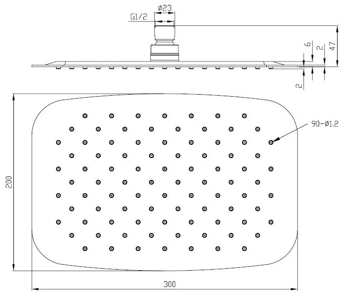 Mueller UFO ovale hoofddouche 30x20 RVS