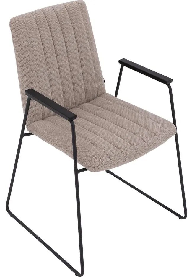 Goossens Eetkamerstoel Manta beige stof met armleuning, urban industrieel