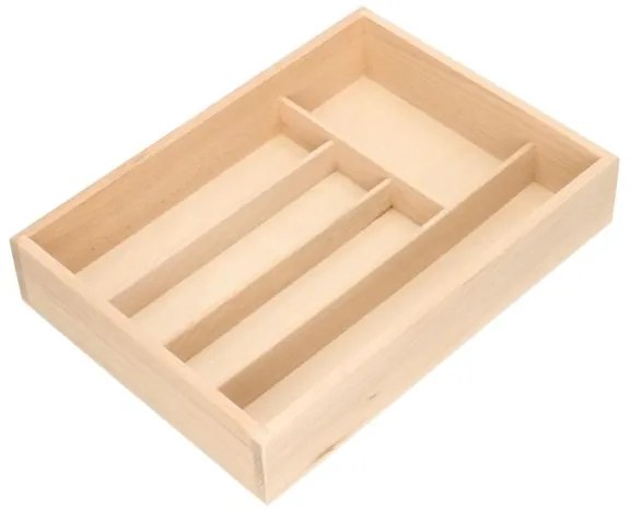 Bestekbak met 5 vakken, beukenhout, 34 x 24,5 cm