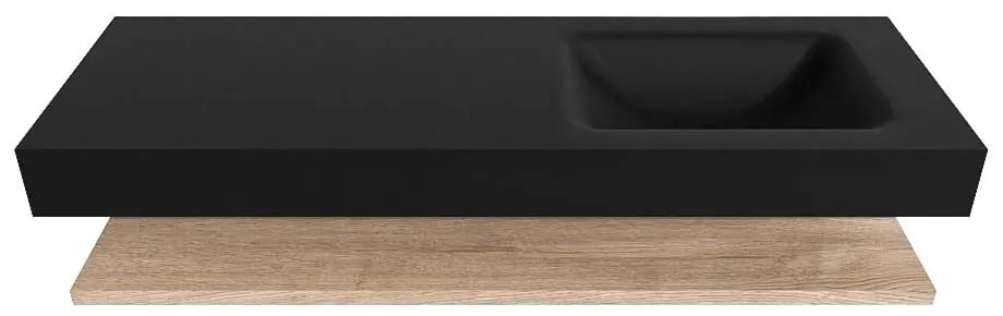 Zaro Alan badmeubel 140cm met planchet washed oak en vrijhangende wastafel cloud rechts 1 kraangat urban