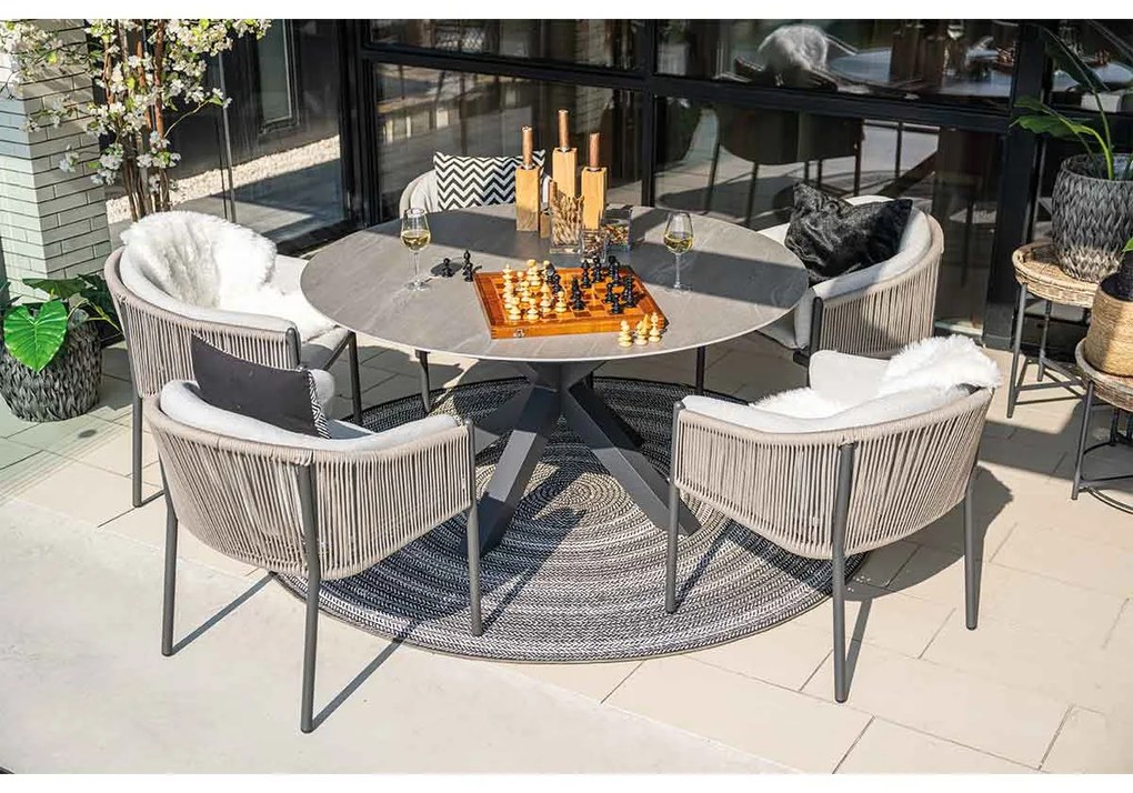 Garden Impressions Delvin tuinset 6-delig - Duuk tuintafel Ø150 cm