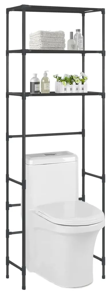 vidaXL Opbergrek voor boven toilet 3-laags 53x28x169 cm zwart