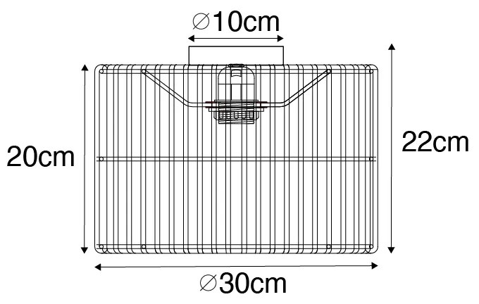 Oosterse plafondlamp zwart met rotan - Maud