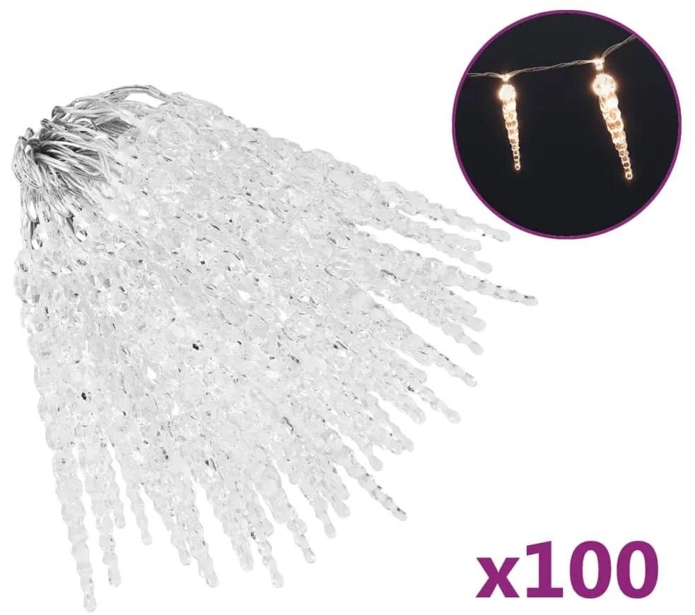 vidaXL Kerstverlichting ijspegel met 100 LED's acryl warmwit
