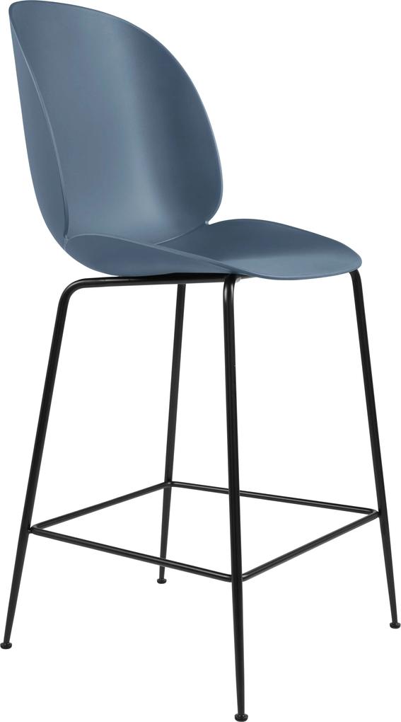 Gubi Beetle Chair barkruk 65cm met zwart onderstel blauwgrijs