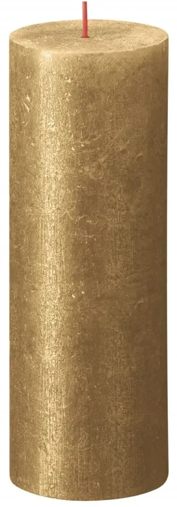 Bolsius Stompkaarsen Shimmer 4 st rustiek 190x68 mm goudkleurig