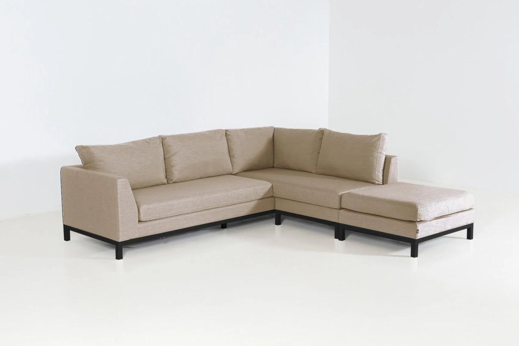 Flow. Square chaise sofa taupe chiné links All Weather loungeset Beige Sunbrella loungeset Chaise longue loungeset outdoor textiel - weerbestendig