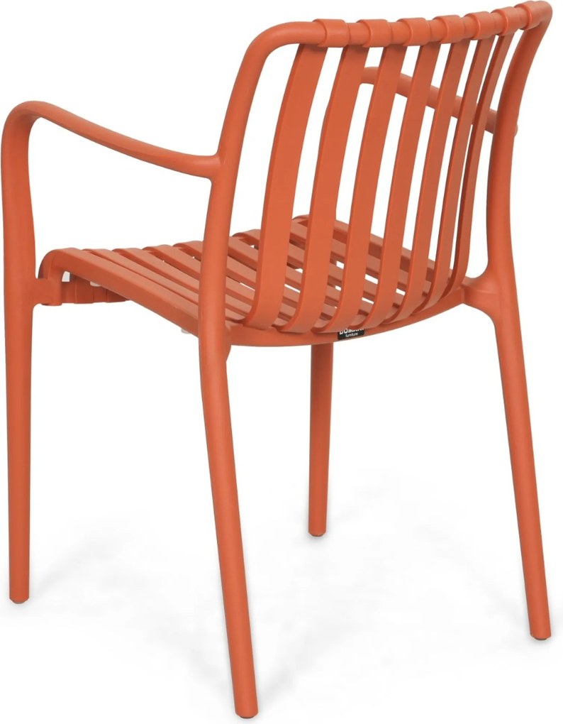 Tuinset Ronde Tuintafel 6 personen 160 cm Kunststof Oranje Domani Furniture Alba/Sand