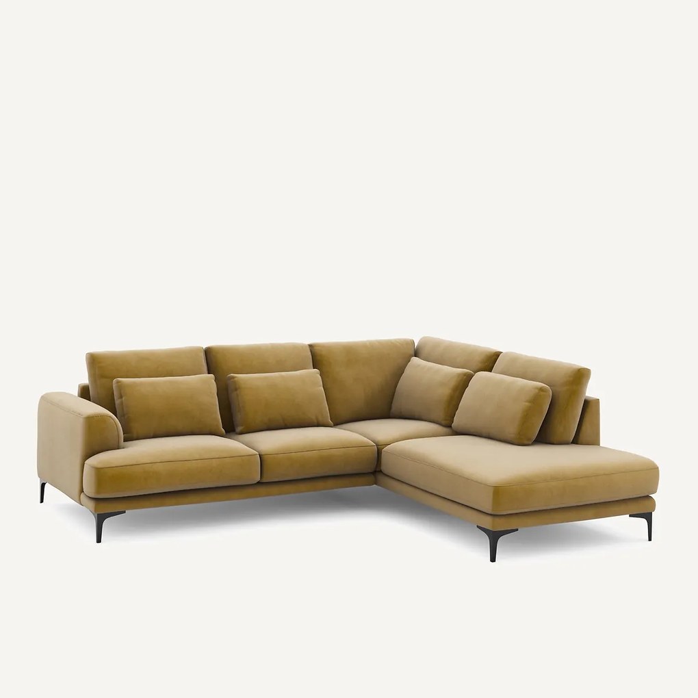 Rechtse hoekbank met leuning in fluweel, Marsile