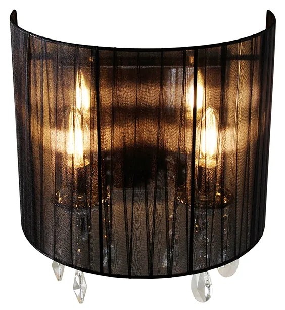 Klassieke wandlamp chroom met zwarte kap - Ann-Kathrin 2