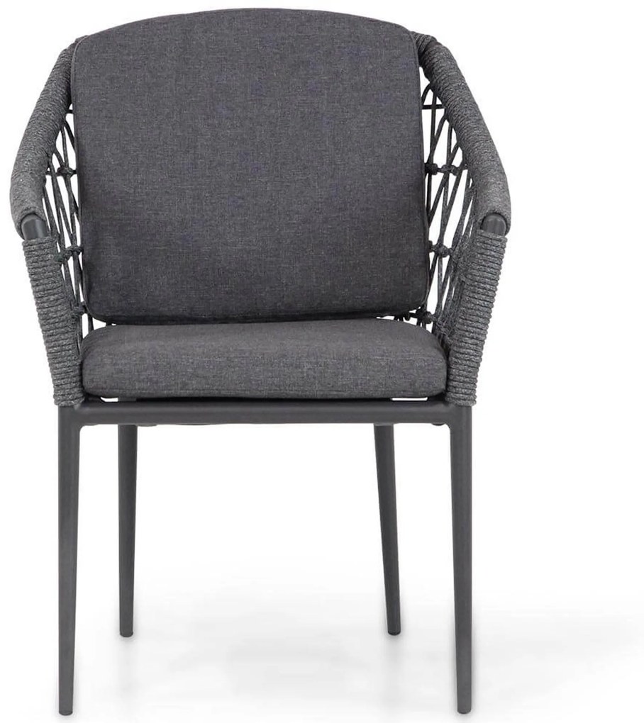 Tuinset Ronde Tuintafel 4 personen 120 cm Rope Grijs Coco Dalice/Rockville