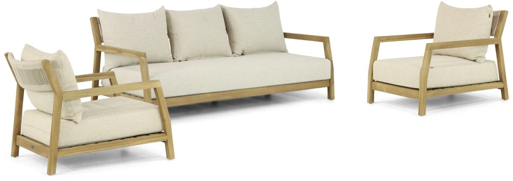 Stoel en Bank Loungeset 5 personen Teak Old teak greywash  Santika Furniture Santika