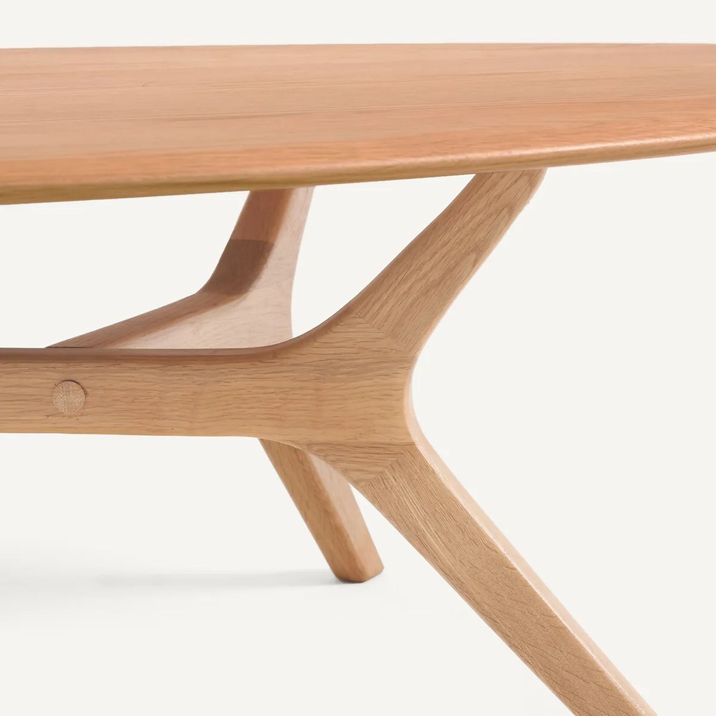 Ellipsvormige salontafel van massief eikenhout, MARICIELO