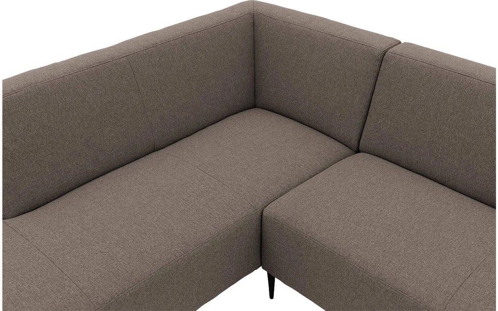 Goossens  Key West bruin, stof, 2,5-zits, modern design met ligelement links