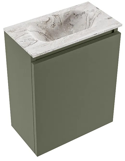 Mondiaz Ture DLux toiletmeubel 40cm army met wastafel glace midden zonder kraangat