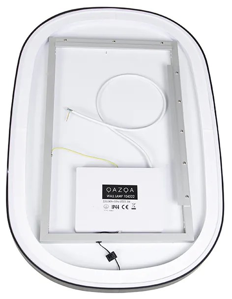 Badkamerspiegel zwart incl. LED 3-staps dimbaar met touch ovaal - Miral