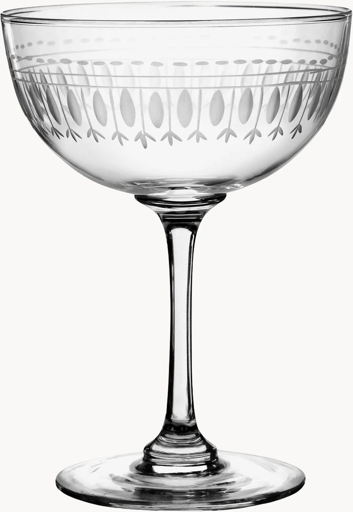 Mondgeblazen kristallen champagneglazen Ovals, 6-delig