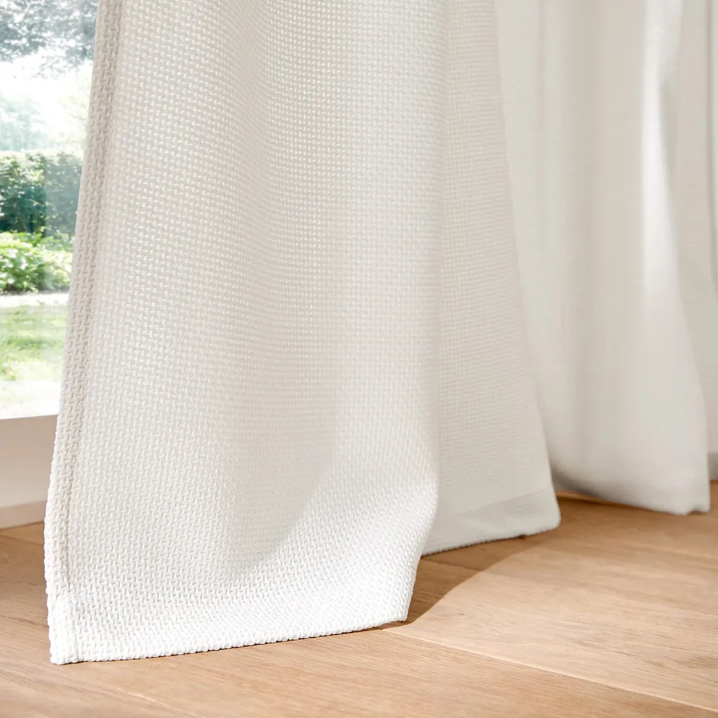 Filterend gordijn, gevlochten effect, met gerimpelde bies en golf, Montego