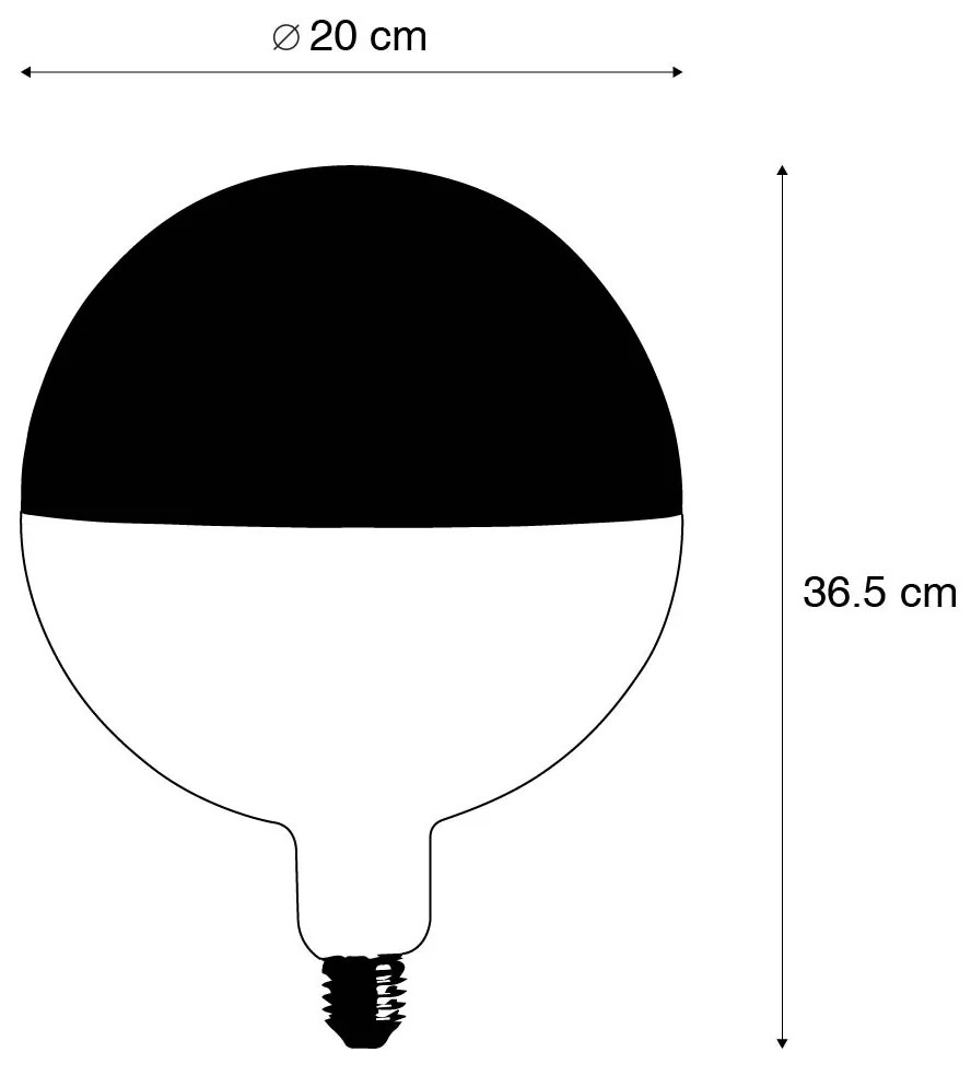 E27 dimbare LED lamp kopspiegel G200 zwart 6W 360 lm 1800K rond