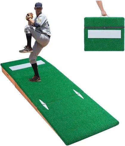VEVOR Pitching Mound, draagbare honkbal pitcher mound, 85 inch pitching trainingsapparatuur (buiten/binnen), softbal pitching hulpmiddelen met anti-fade grasmat, pitching rubber en verstelbare basis