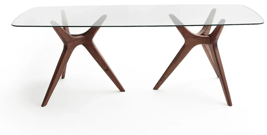 Rechthoekige tafel in glas/notelaar Maricielo