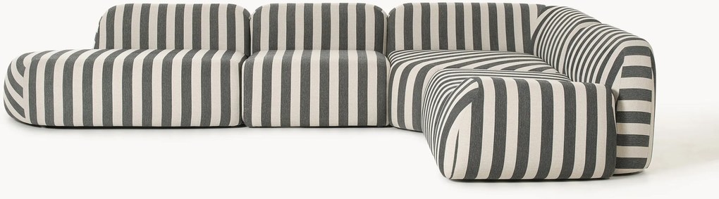 Gestreepte XL modulaire hoekbank Wolke (4-zits)