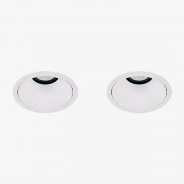 Set Van 2 Inbouw Led Downlights Met Ronde Frames Ø8 Cm In Luisiana Aluminium Wit & Wit Koud 4000k & 10 W & 23º - Sklum
