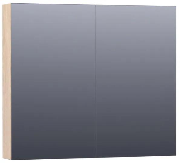 BRAUER Plain Spiegelkast - 80x70x15cm - 2 links/rechtsdraaiende spiegeldeuren - MFC - legno calore SK-PL80LC