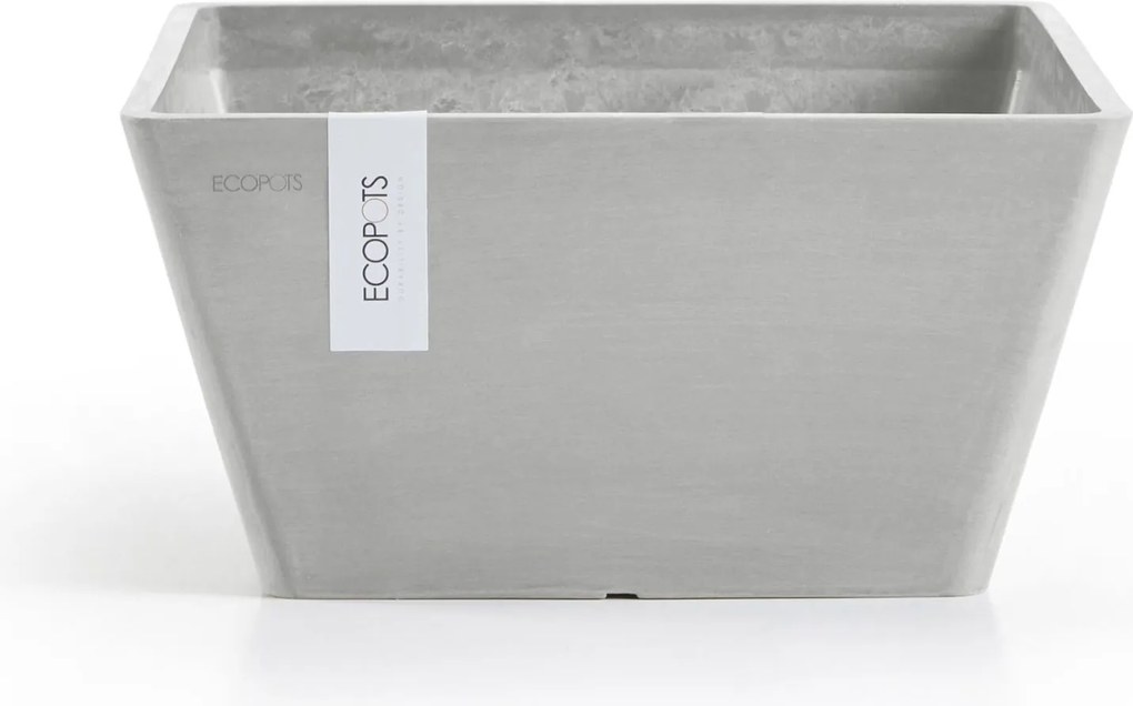 Ecopots bloempot Berlin 30 - Vierkant - White Grey - 31,2cm x H15,7cm