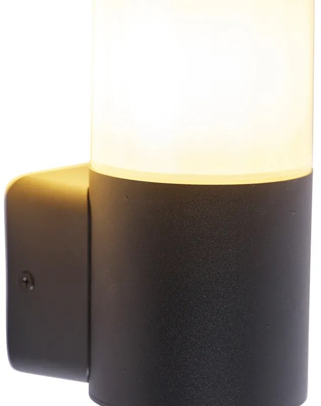 Moderne buiten wandlamp zwart met opaal kap IP44 - Odense Modern E27 IP44 Buitenverlichting rond