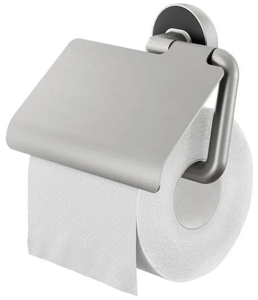 Tiger Cooper Toiletrolhouder - met klep - geborsteld RVS/zwart 800224
