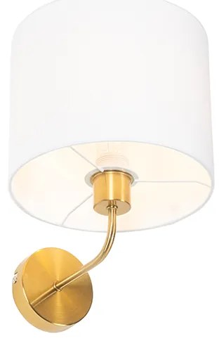 Klassieke wandlamp goud stoffen kap wit - Cas