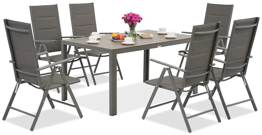 Verona polywood aluminium tuinset voor 6 personen Garden Point grijs
