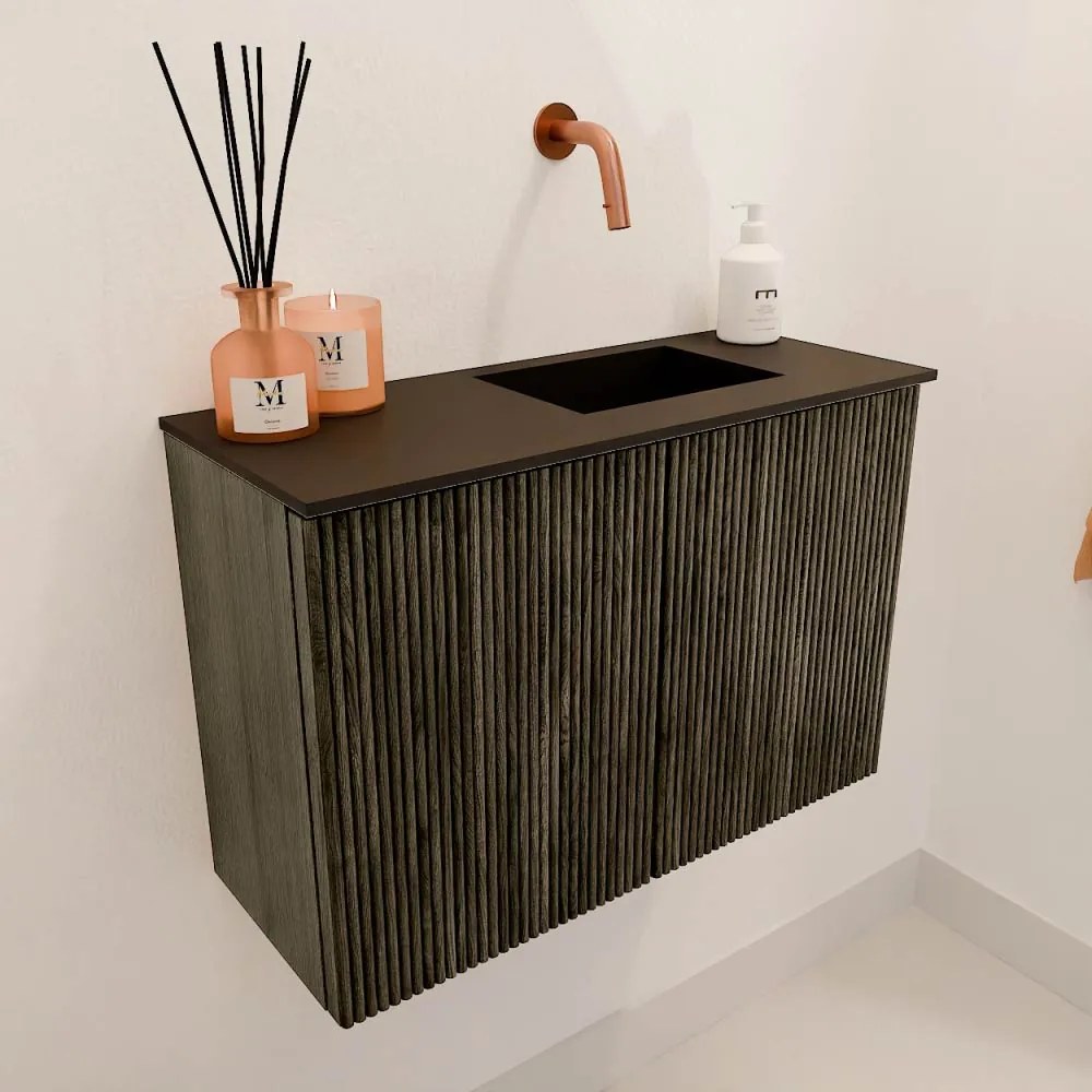 Mondiaz Joya 60cm toiletmeubel shadow met wastafel faye rechts zonder kraangat urban