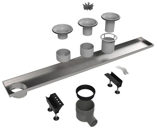 Easy drain Multi inbouwdeel drain 120cm zij-uitloop zonder rooster rvs edmios1200