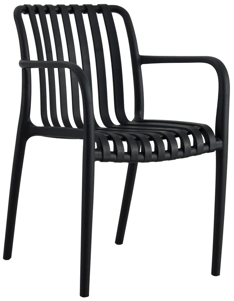 JULIAN zwart - moderne stoel voor keuken, tuin, café (stapelbaar)